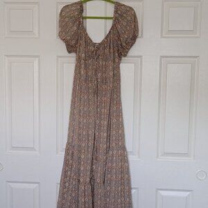 Moon River Patterned Maxi Dress - Large